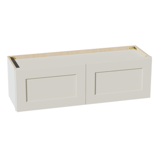TW - W3912: Creamy White Shaker 39"W x 12"H 2 Doors Standard Wall Bridge Cabinet - homecabinets