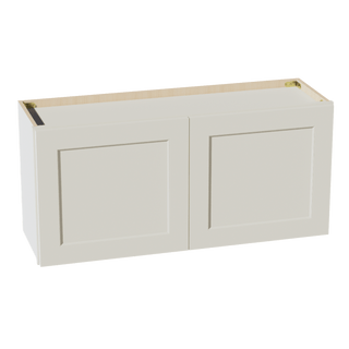 TW - W3918: Creamy White Shaker 39"W x 18"H 2 Doors Standard Wall Bridge Cabinet - homecabinets