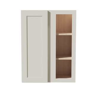 TW - WBC2736: Creamy White Shaker 27"W x 36"H 1 Door & 2 Shelves Wall Blind Corner Cabinets - homecabinets