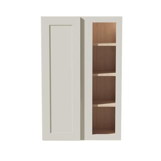 TW - WBC2742: Creamy White Shaker 27"W x 42"H 1 Door & 2 Shelves Wall Blind Corner Cabinets - homecabinets