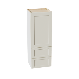 TW - WD1848: Creamy White Shaker 18"W x 48"H 1 Door & 2 Drawers Special Wall Cabinet - homecabinets