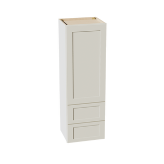 TW - WD1854: Creamy White Shaker 18"W x 54"H 1 Door & 2 Drawers Special Wall Cabinet - homecabinets