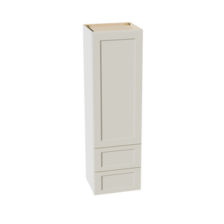 TW - WD1860: Creamy White Shaker 18"W x 60"H 1 Door & 2 Drawers Special Wall Cabinet - homecabinets