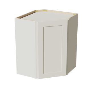 TW - WDC2430: Creamy White Shaker 24"W x 30"H 1 Door & 2 Shelves Diagonal Wall Corner Cabinet - homecabinets