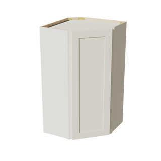 TW - WDC2442: Creamy White Shaker 24"W x 42"H 1 Door & 2 Shelves Diagonal Wall Corner Cabinet - homecabinets