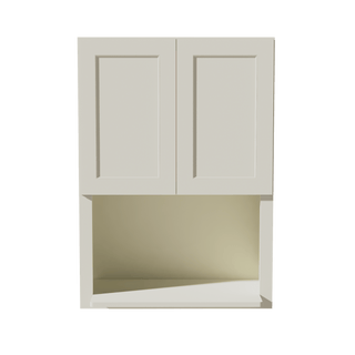 TW - WM3042: Creamy White Shaker 30"W x 42"H 2 Door & 1 Shelf Wall Built - in Microwave Cabinets - homecabinets