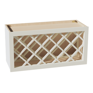 TW - WR3015: Creamy White Shaker 30"W x 15"H x 12"D Wall Wine Rack Incl. Shelf - homecabinets