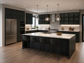 Frameless Midnight Glass Kitchen - homecabinets