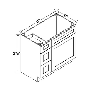 Double Dove White - 33"W Offset-Sink Vanity Combo Cabinet (Drawer on Left)