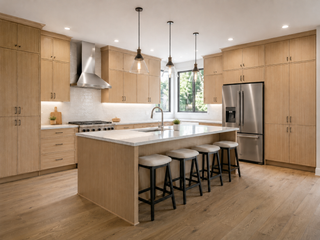 Slim White Oak Kitchen - homecabinets