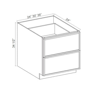Slim Iron Black - 36"W Drawer Base Cabinet