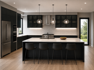 Frameless Midnight Glass Kitchen - homecabinets