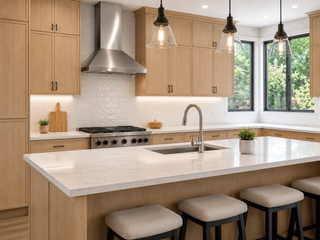 Slim White Oak Kitchen - homecabinets