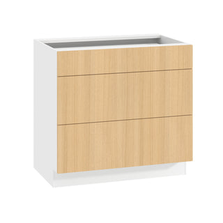 Frameless Oak Blonde - 36"W Drawer Base Cabinet
