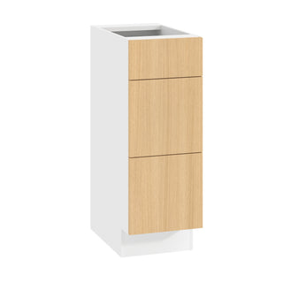 Frameless Oak Blonde - 12"W Vanity Drawer Base Cabinet