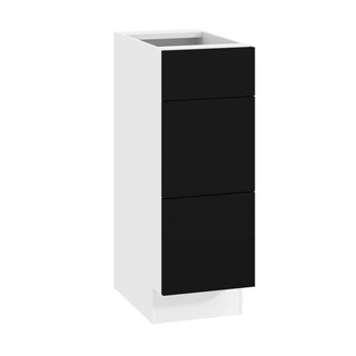Frameless Matte Black - 12"W Vanity Drawer Base Cabinet