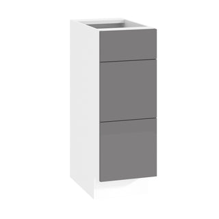 Frameless High-Glossy Gray - 12"W Vanity Drawer Base Cabinet