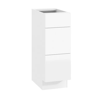 Frameless High-Glossy White - 12"W Vanity Drawer Base Cabinet