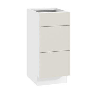Frameless Matte Ivory - 15"W Vanity Drawer Base Cabinet