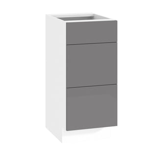Frameless High-Glossy Gray - 15"W Vanity Drawer Base Cabinet