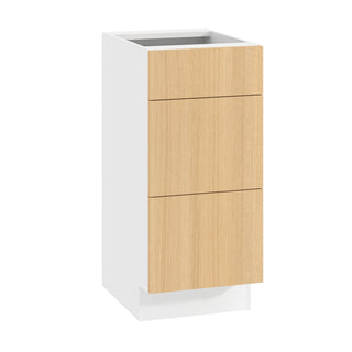 Frameless Oak Blonde - 15"W Vanity Drawer Base Cabinet