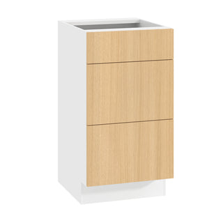 Frameless Oak Blonde - 18"W Vanity Drawer Base Cabinet