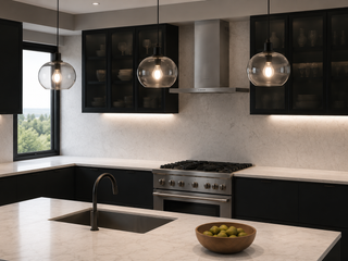 Frameless Midnight Glass Kitchen - homecabinets