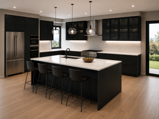 Frameless Midnight Glass Kitchen - homecabinets