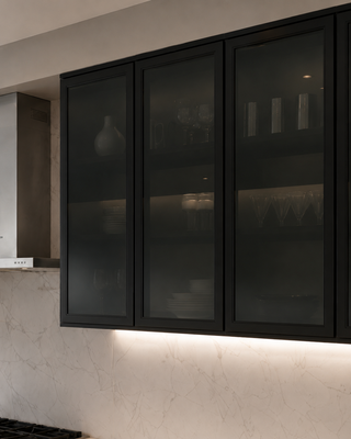 Frameless Midnight Glass Kitchen - homecabinets