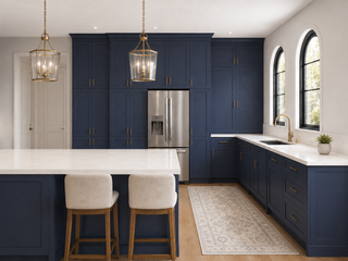 Navy Blue Shaker cabinet detail 2 - HomeCabinets