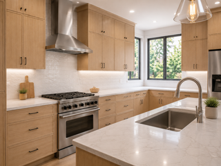 Slim White Oak Kitchen - homecabinets