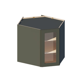 Aston Green - 24"W × 30"H Glass-Door Diagonal Corner Wall Cabinet
