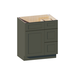 Aston Green - 30"W Offset-Sink Vanity Combo Cabinet (Drawer on Right)