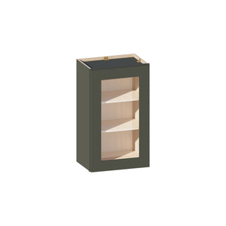 Aston Green - 18"W × 30"H Glass-Door Wall Cabinet