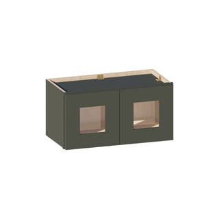 Aston Green - 24"W × 12"H Glass-Door Wall Cabinet