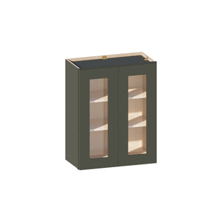 Aston Green - 24"W × 30"H Glass-Door Wall Cabinet