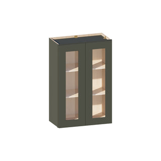 Aston Green - 24"W × 36"H Glass-Door Wall Cabinet