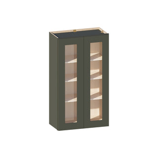 Aston Green - 24"W × 42"H Glass-Door Wall Cabinet