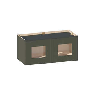 Aston Green - 27"W × 12"H Glass-Door Wall Cabinet