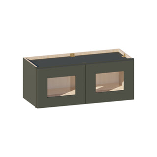 Aston Green - 30"W × 12"H Glass-Door Wall Cabinet