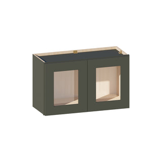 Aston Green - 30"W × 18"H Glass-Door Wall Cabinet