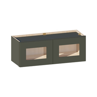 Aston Green - 33"W × 12"H Glass-Door Wall Cabinet