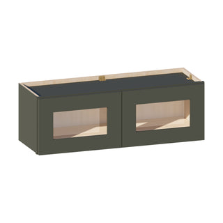 Aston Green - 36"W × 12"H Glass-Door Wall Cabinet