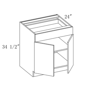 PRM-B30: Prime Mist White Frameless Shaker 30" 1 Drawer 2 Doors Standard Base Cabinet