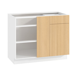 Frameless Oak Blonde - 42"W Blind Corner Base Cabinet