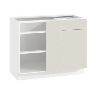Frameless Matte Ivory - 42"W Blind Corner Base Cabinet