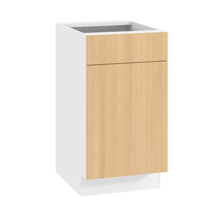 Frameless Oak Blonde - 18"W Trash Pull-Out Base Cabinet
