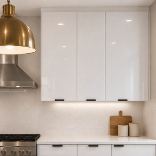 Cocina blanca de alto brillo de 10x10