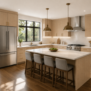 Frameless Oak Blonde Kitchen - homecabinets