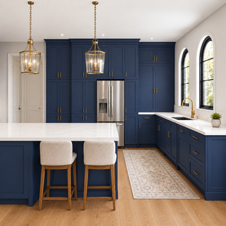Muestra de puerta Shaker azul marino